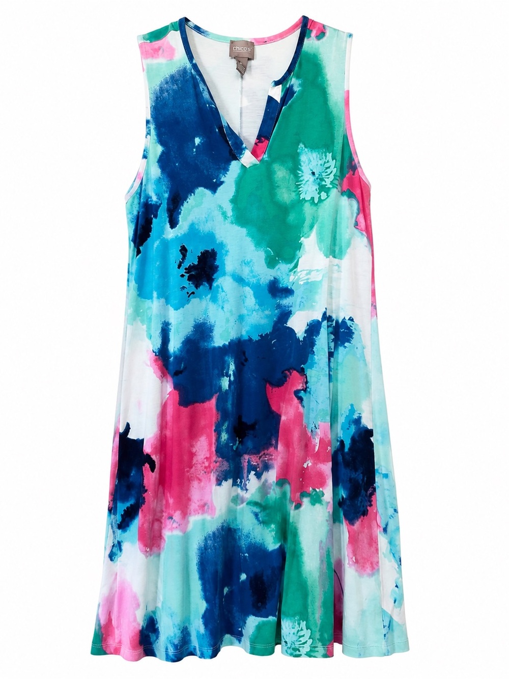 Chico’s Watercolor Abstract Swing Dress Size 1 Medium